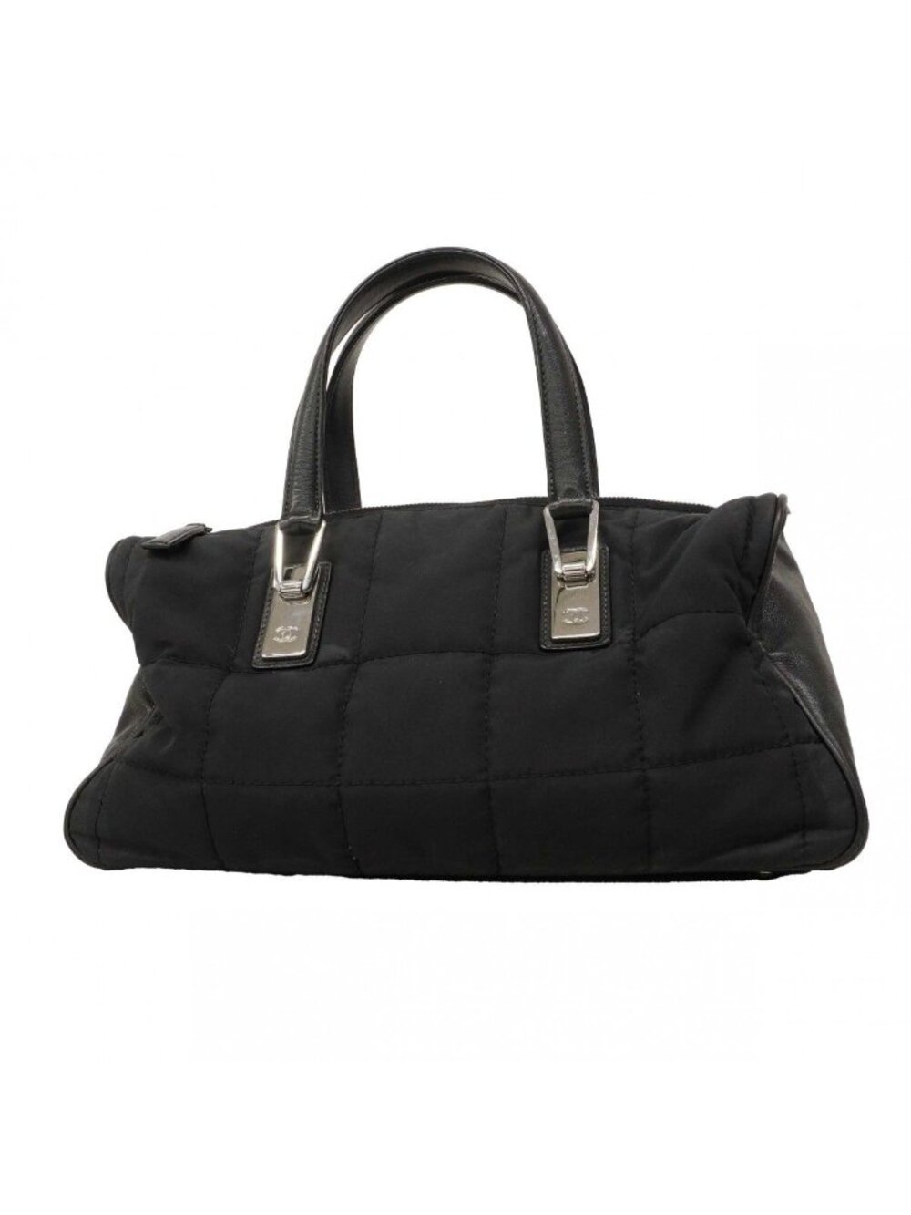 Chanel Handbag Choco Bar Nylon Black Silver